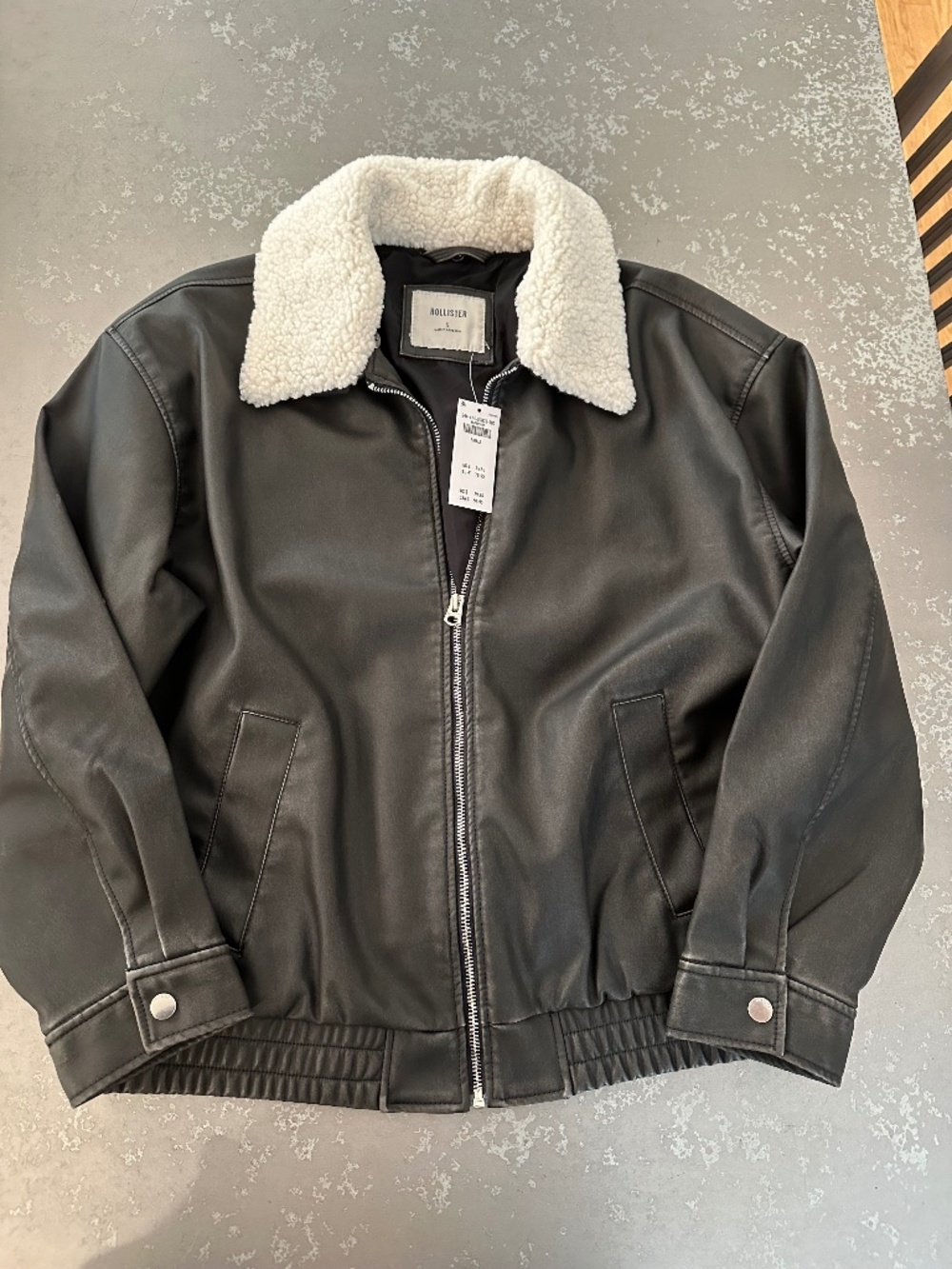 Bomber Jacket - faux leather with removable shearling collar